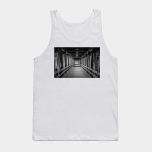 Riverwalk Covered Bridge New Hampshire Black and White Tank Top